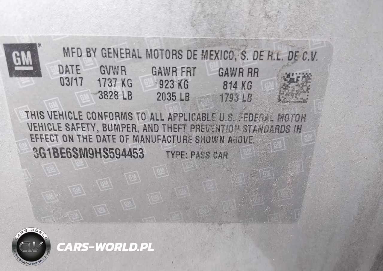 2017 Chevrolet Cruze Lt Auto VIN:3G1BE6SM9HS594453 - 9