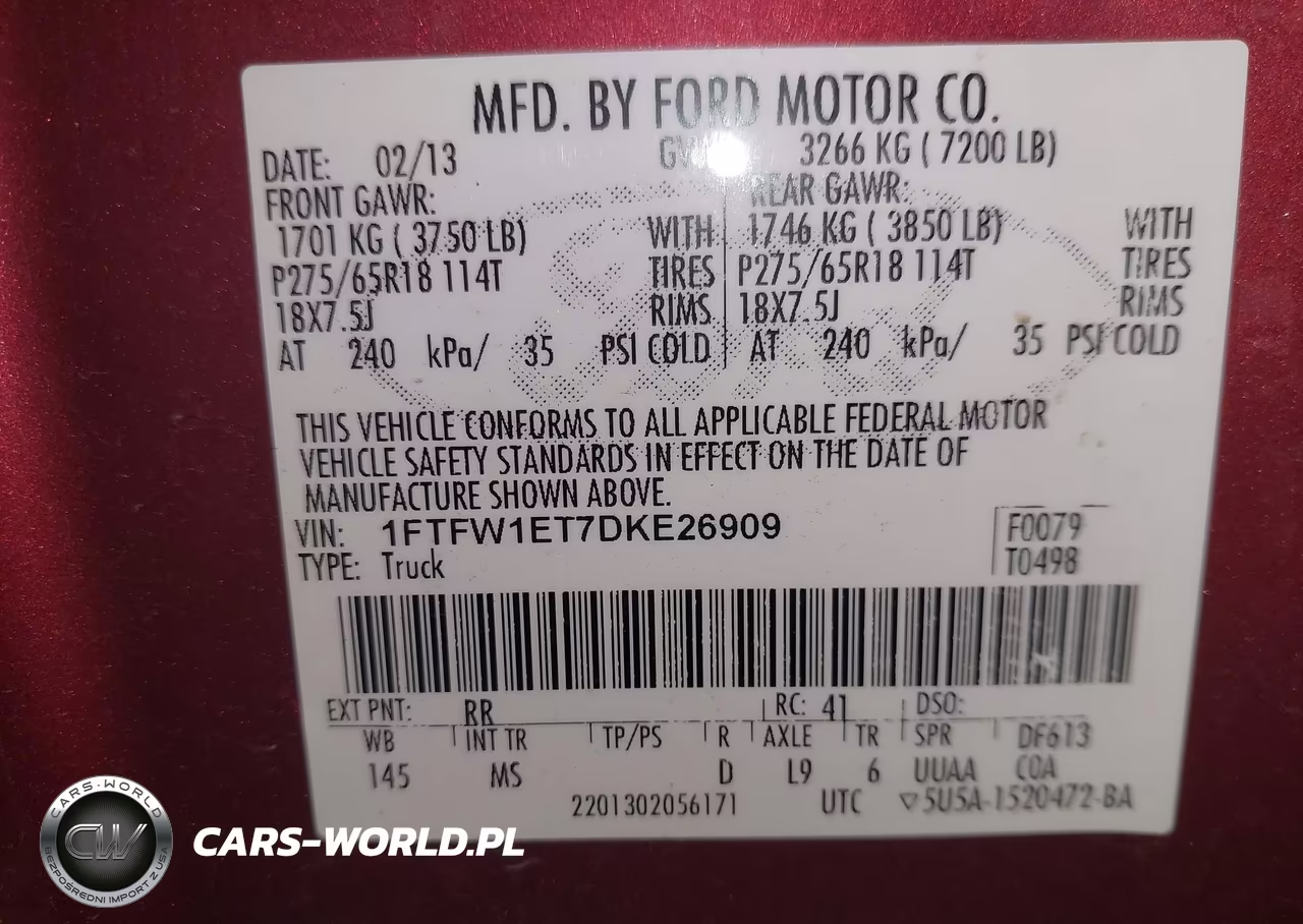 2013 Ford F-150 Xlt VIN:1FTFW1ET7DKE26909 - 9