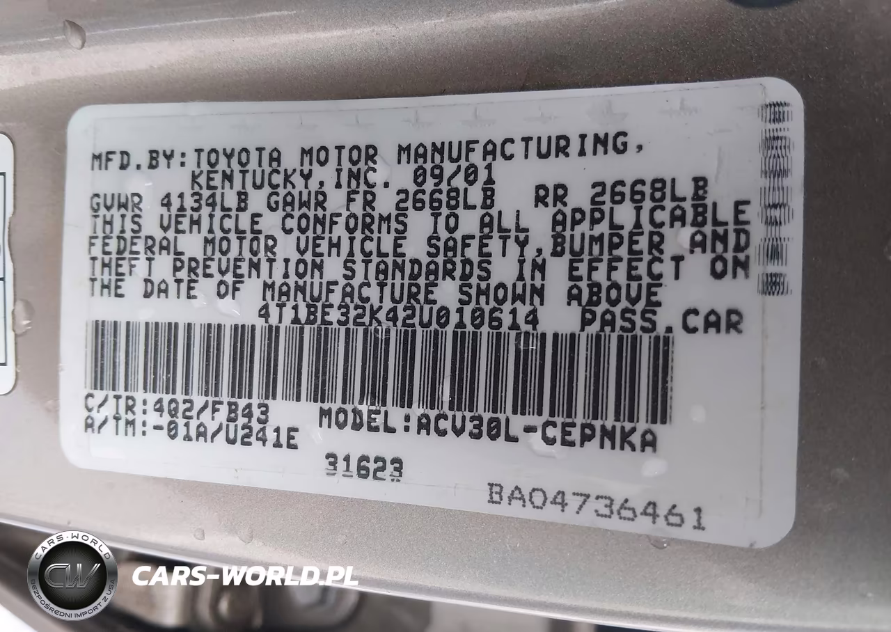 2002 Toyota Camry Le VIN:4T1BE32K42U010614 - 8