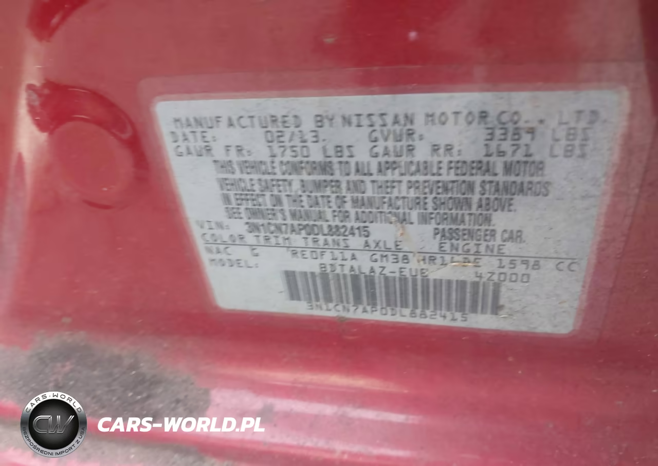 2013 Nissan Versa 1.6 S+ VIN:3N1CN7AP0DL882415 - 9