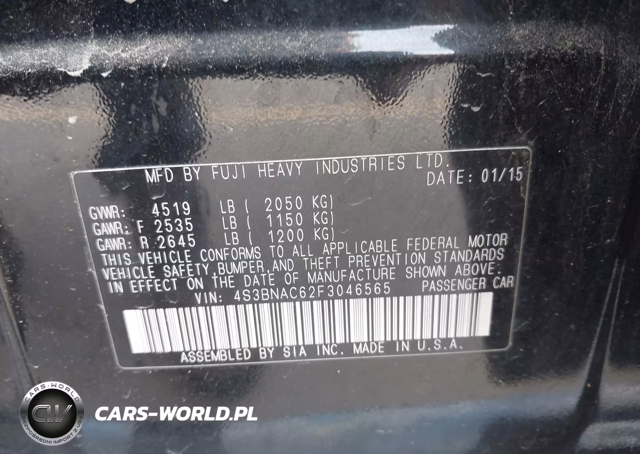 2015 Subaru Legacy 2.5I Premium VIN:4S3BNAC62F3046565 - 9