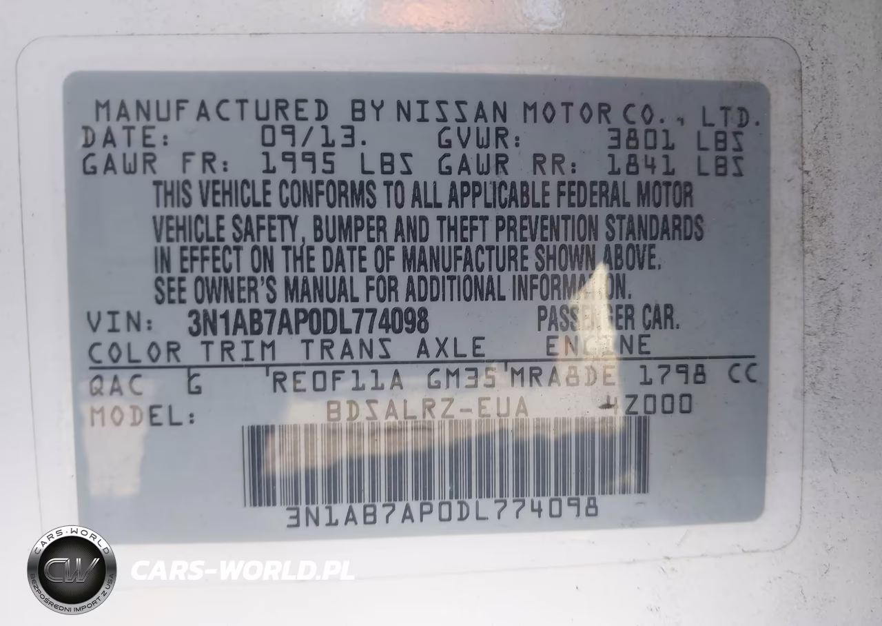 2013 Nissan Sentra Sr VIN:3N1AB7AP0DL774098 - 9