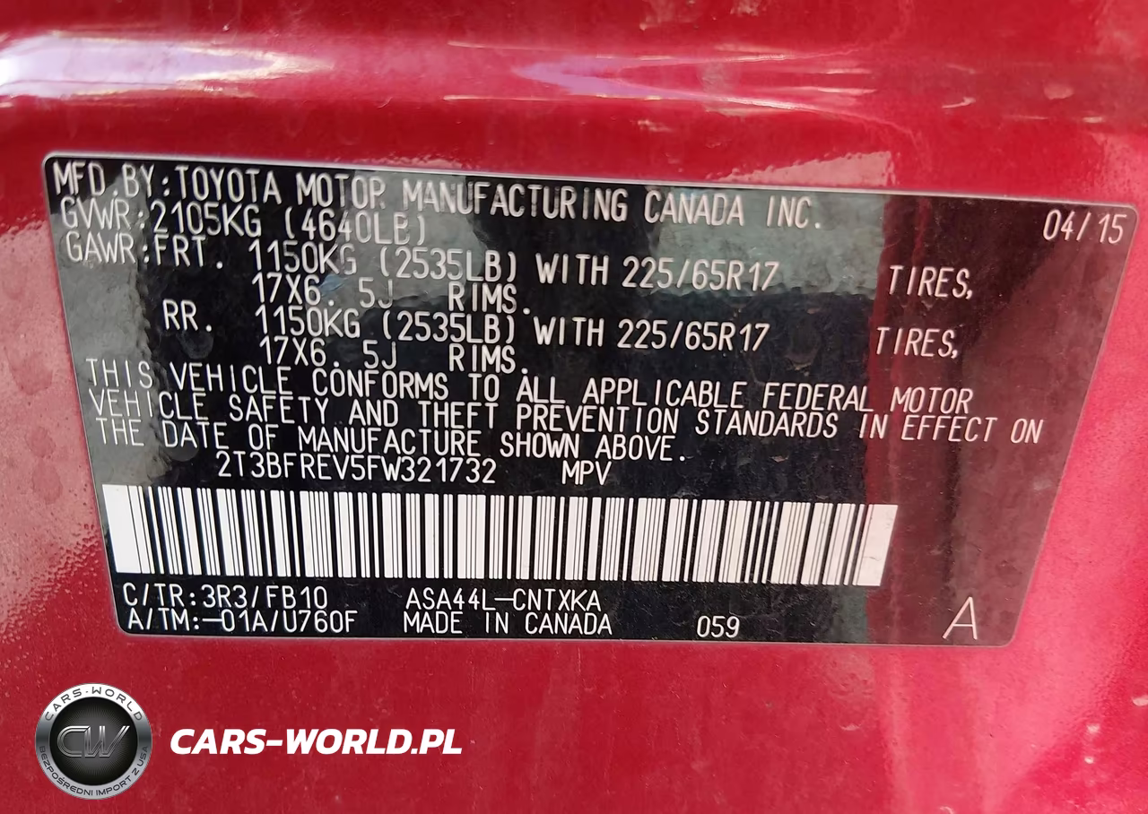 2015 Toyota Rav4 Le VIN:2T3BFREV5FW321732 - 9