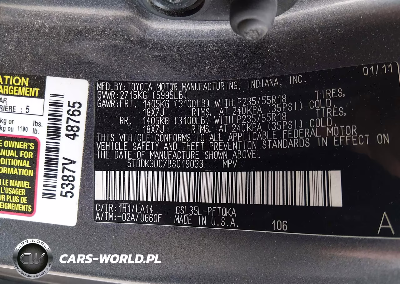 2011 Toyota Sienna Limited VIN:5TDDK3DC7BS019033 - 9