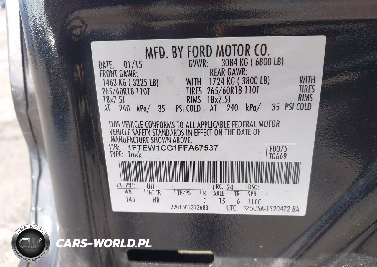 2015 Ford F-150 Lariat VIN:1FTEW1CG1FFA67537 - 9