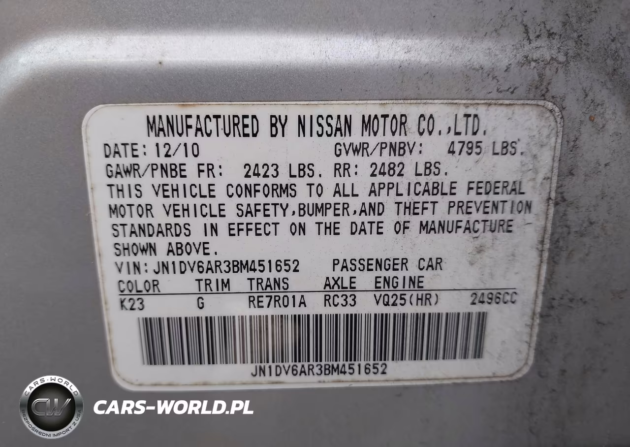 2011 Infiniti G25X VIN:JN1DV6AR3BM451652 - 9