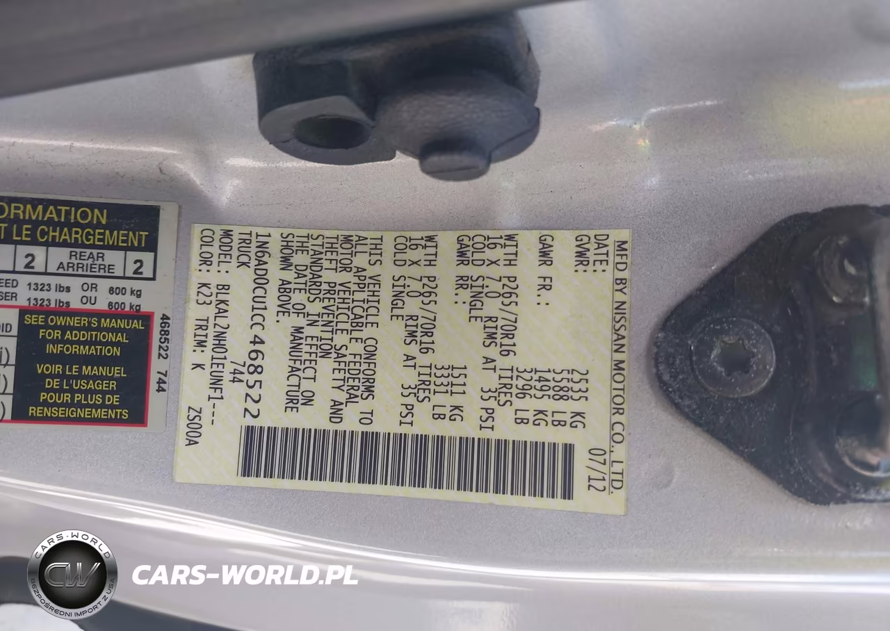 2012 Nissan Frontier Sv VIN:1N6AD0CU1CC468522 - 9
