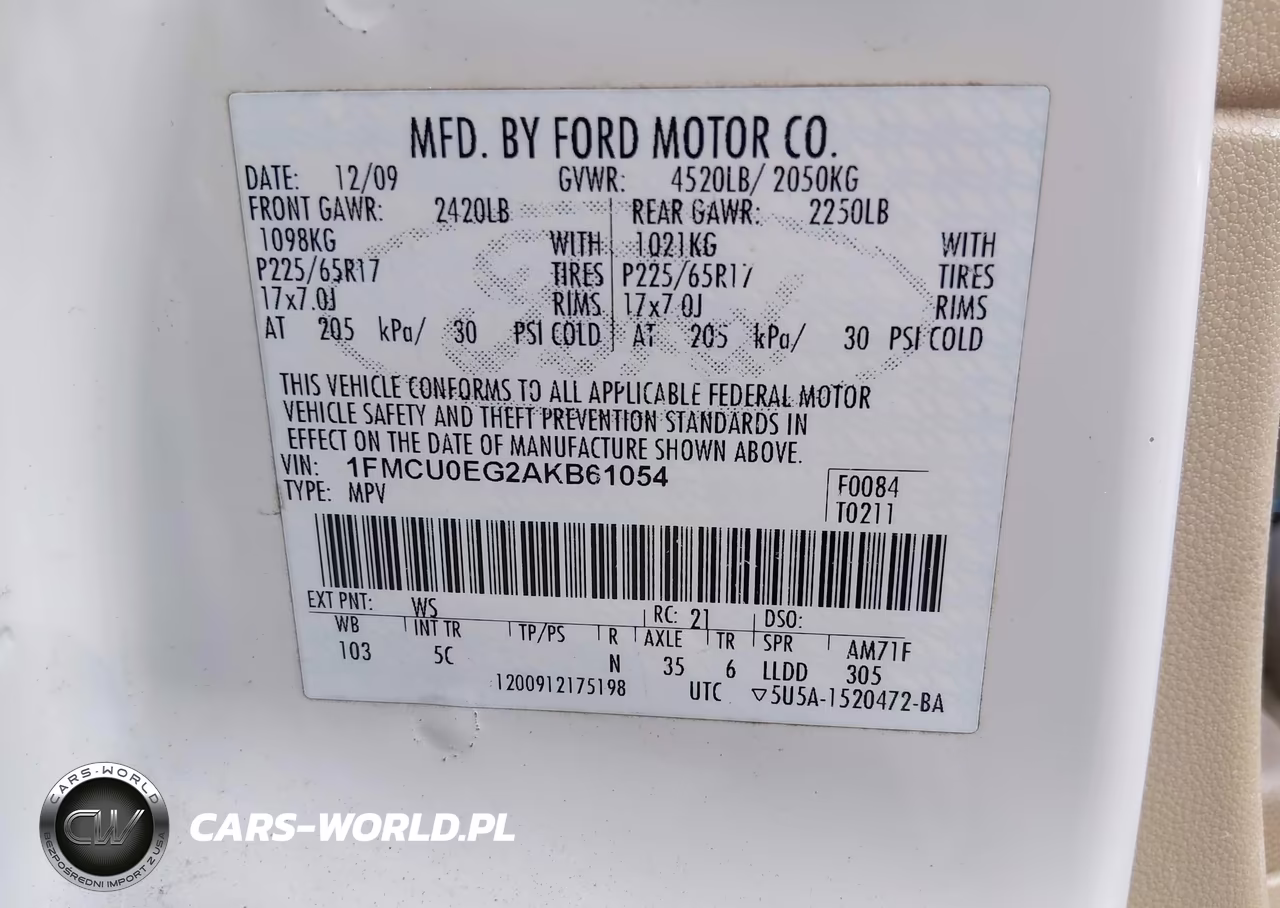 2010 Ford Escape Limited VIN:1FMCU0EG2AKB61054 - 9