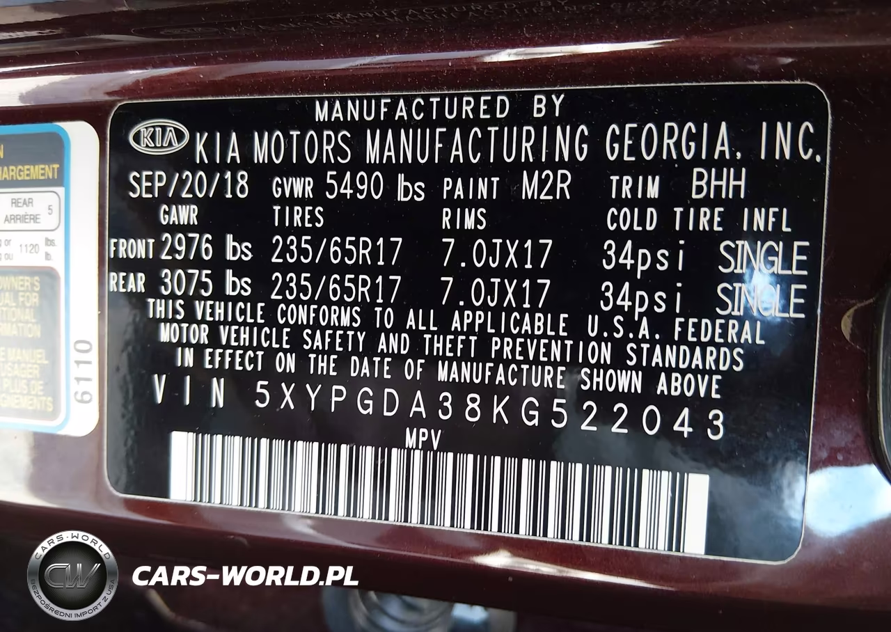 2019 Kia Sorento 2.4L Lx VIN:5XYPGDA38KG522043 - 9