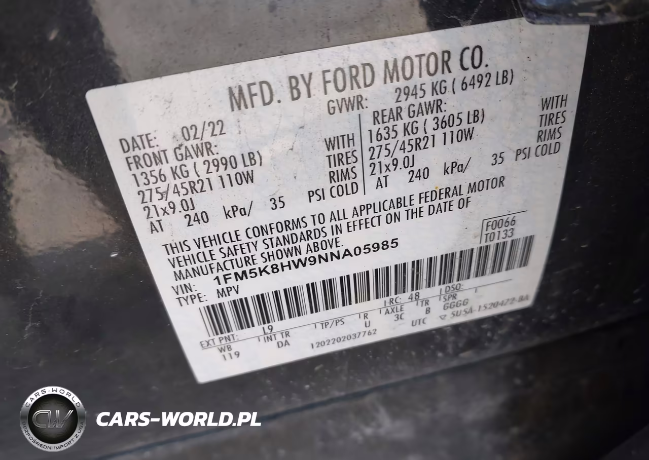 2022 Ford Explorer Platinum VIN:1FM5K8HW9NNA05985 - 9