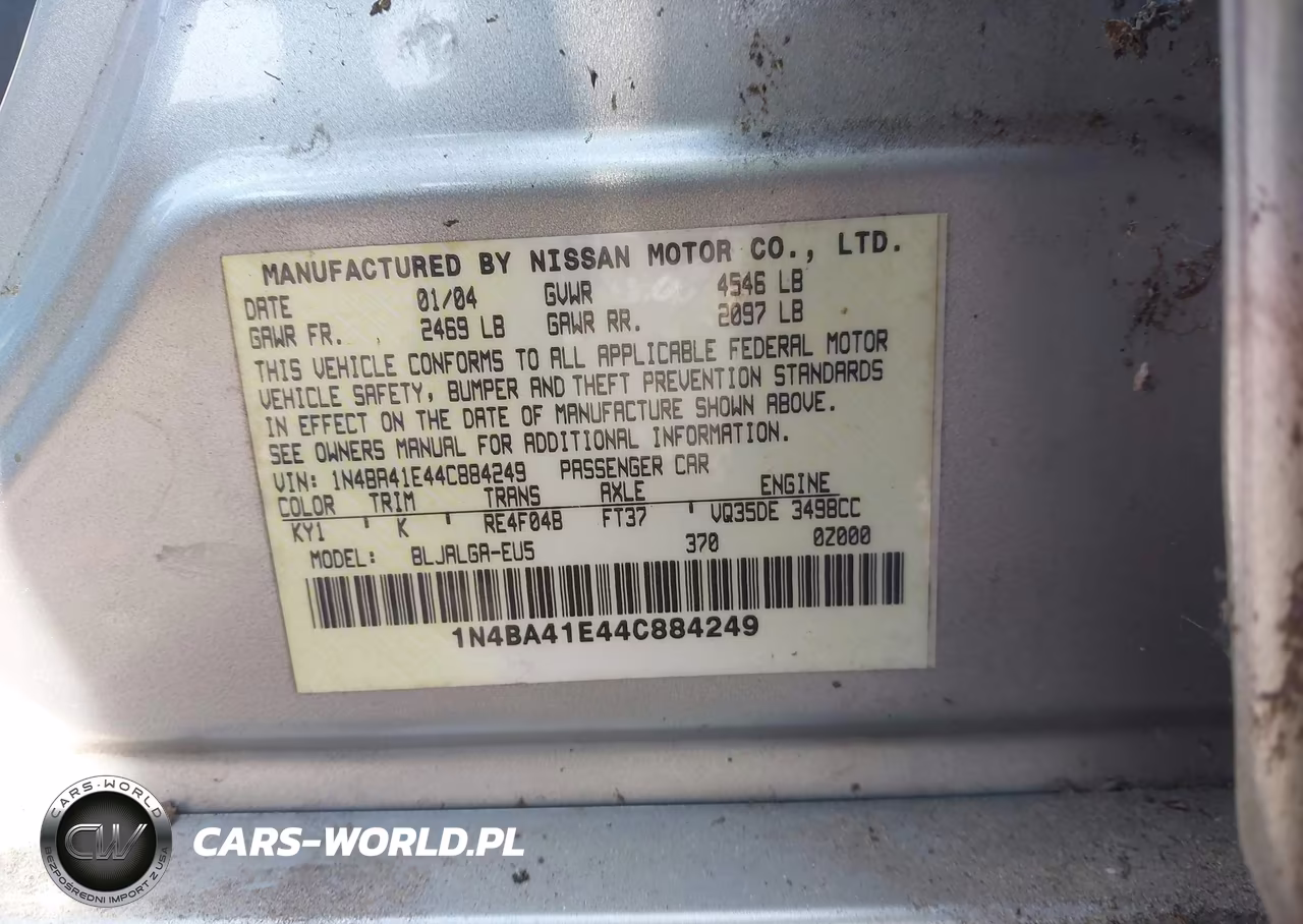 2004 Nissan Maxima 3.5 Sl VIN:1N4BA41E44C884249 - 9