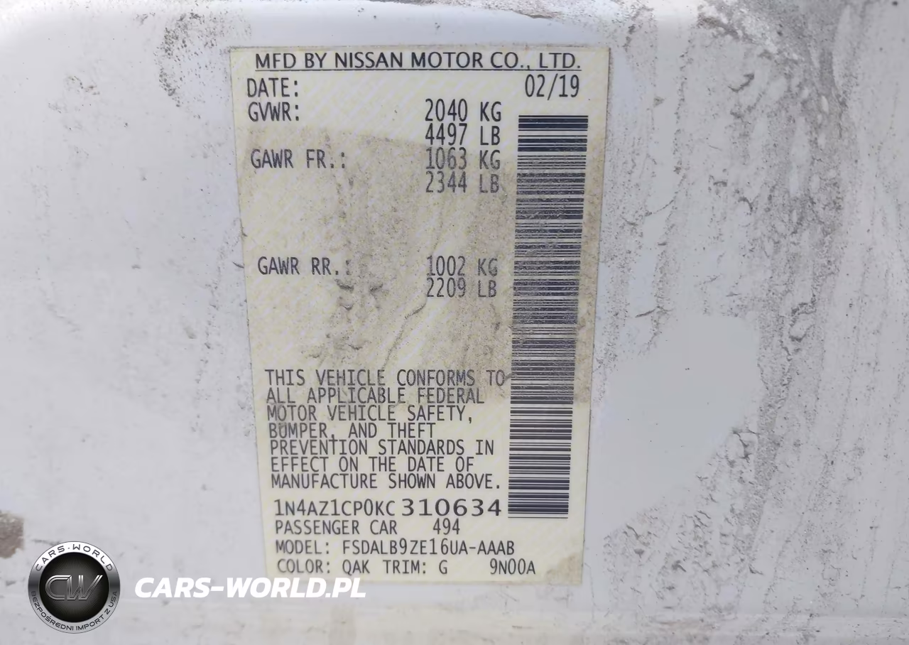 2019 Nissan Leaf S VIN:1N4AZ1CP0KC310634 - 9