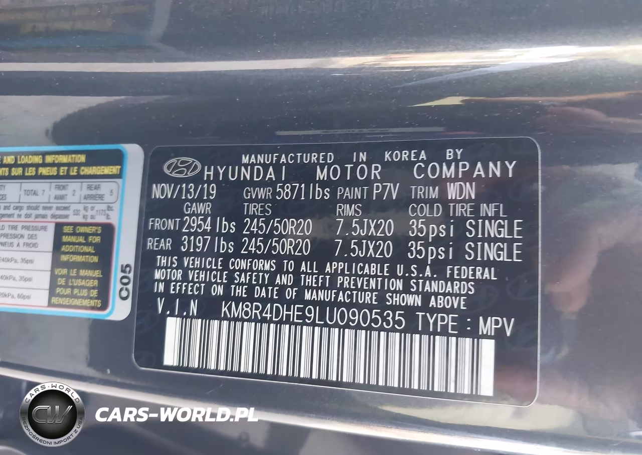 2020 Hyundai Palisade Sel VIN:KM8R4DHE9LU090535 - 9