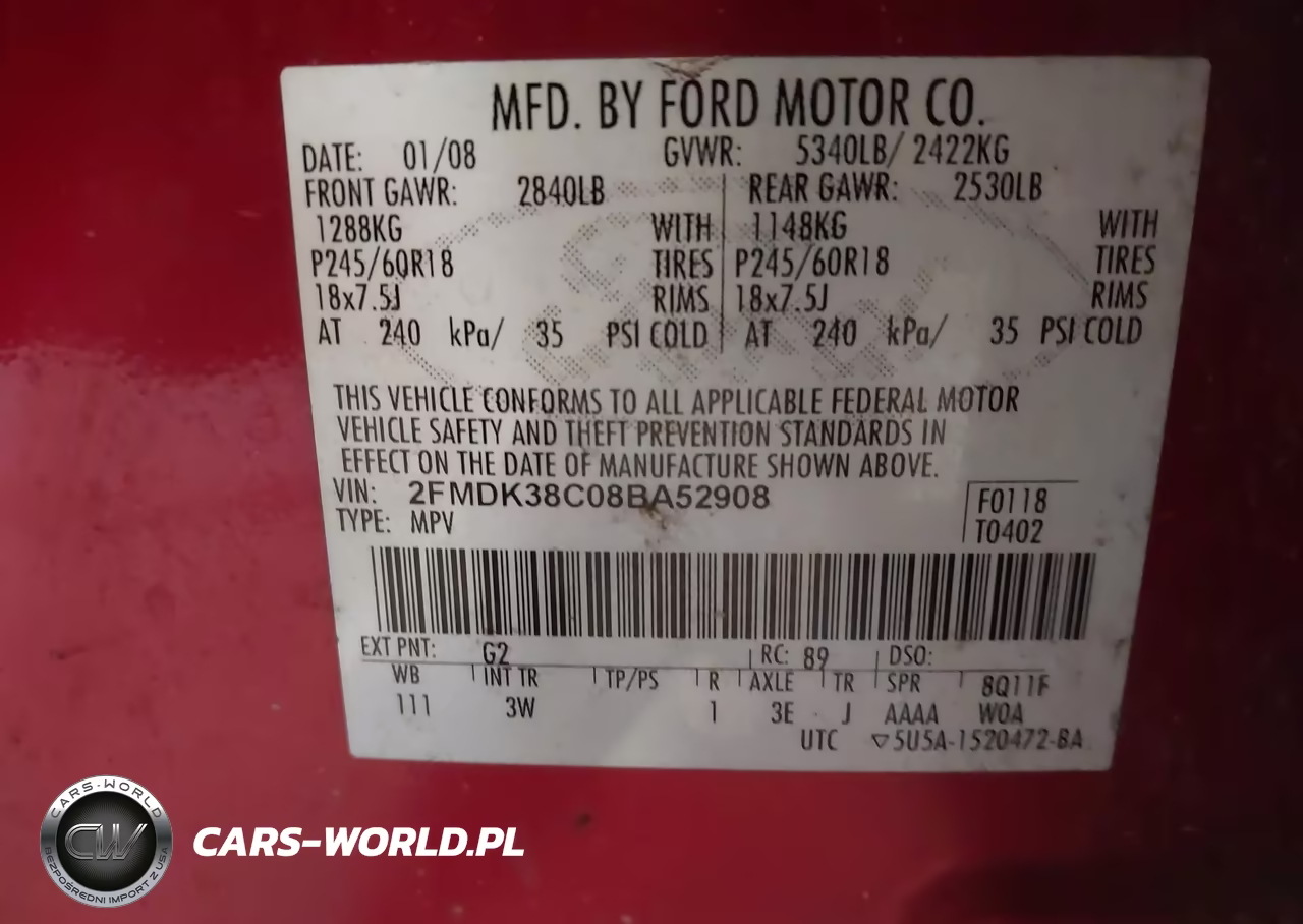 2008 Ford Edge Sel VIN:2FMDK38C08BA52908 - 9