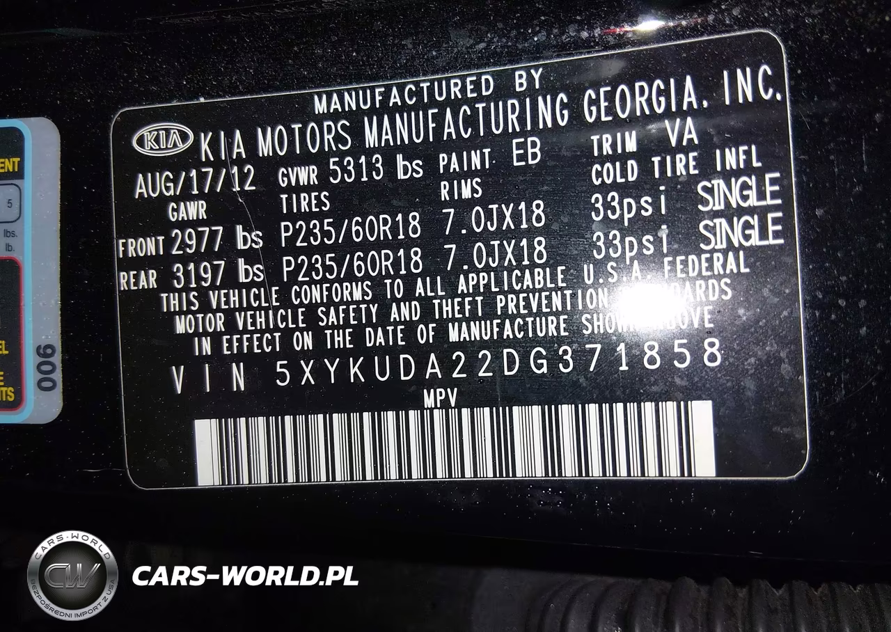 2013 Kia Sorento Ex V6 VIN:5XYKUDA22DG371858 - 9