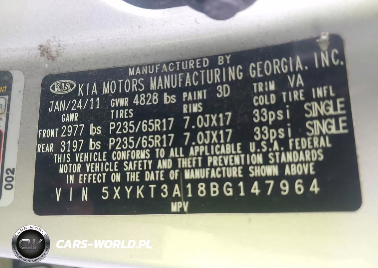 2011 Kia Sorento Lx VIN:5XYKT3A18BG147964 - 9
