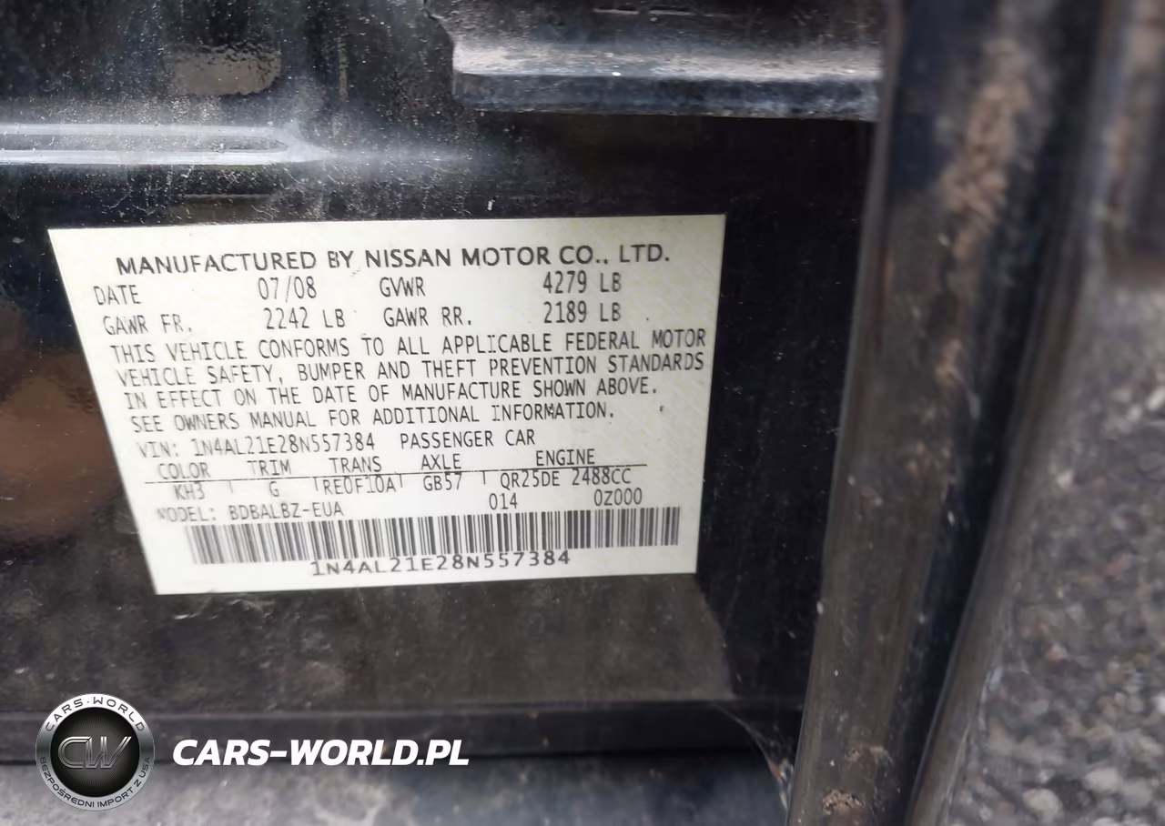 2008 Nissan Altima 2.5 S VIN:1N4AL21E28N557384 - 9