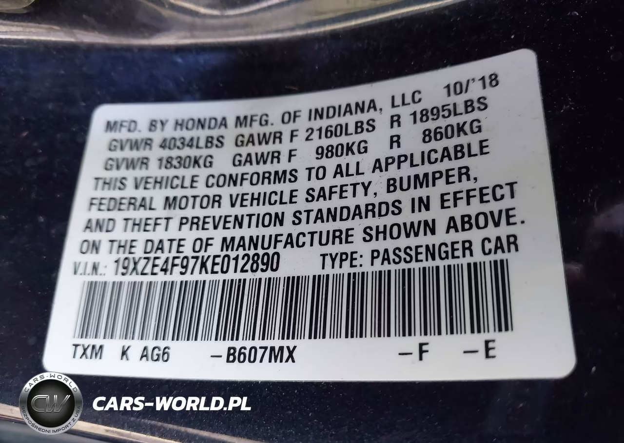 2019 Honda Insight Touring VIN:19XZE4F97KE012890 - 9
