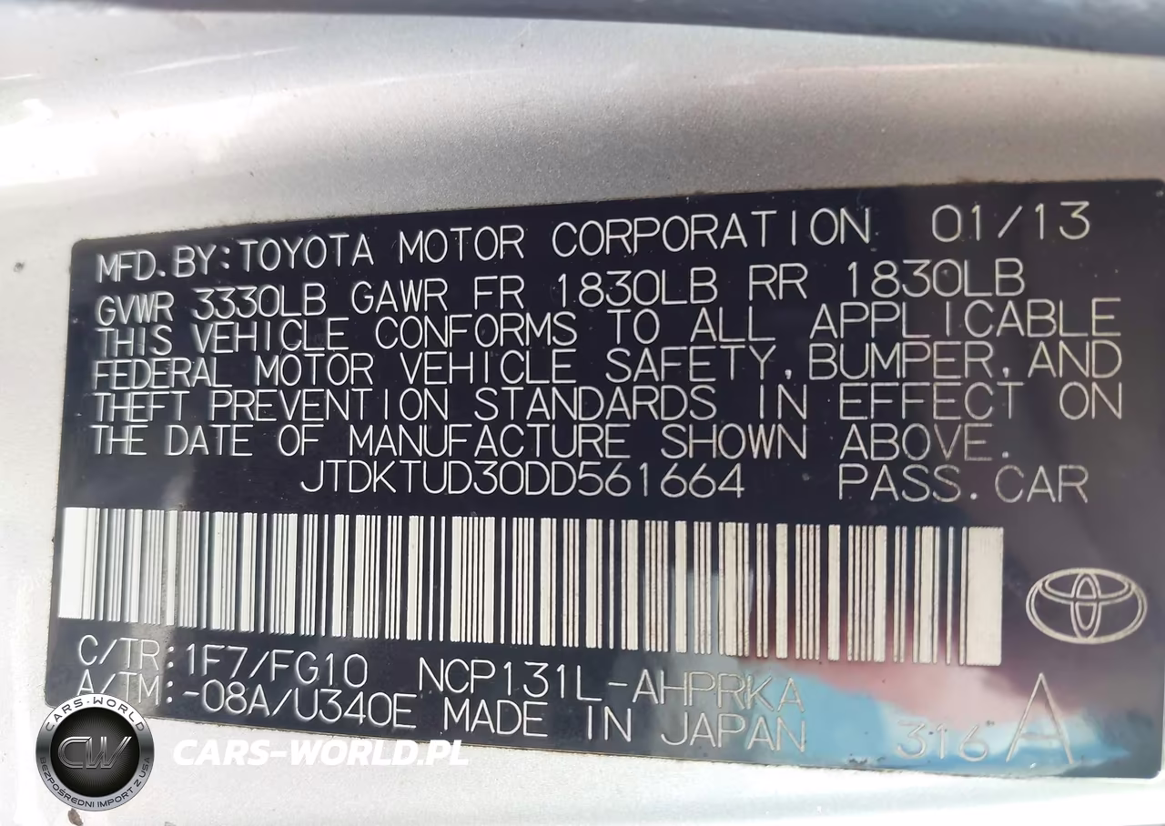 2013 Toyota Yaris Le VIN:JTDKTUD30DD561664 - 9