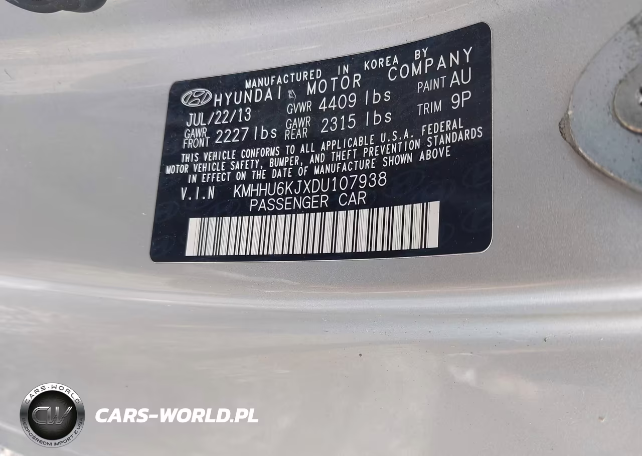 2013 Hyundai Genesis Coupe 3.8L VIN:KMHHU6KJXDU107938 - 9