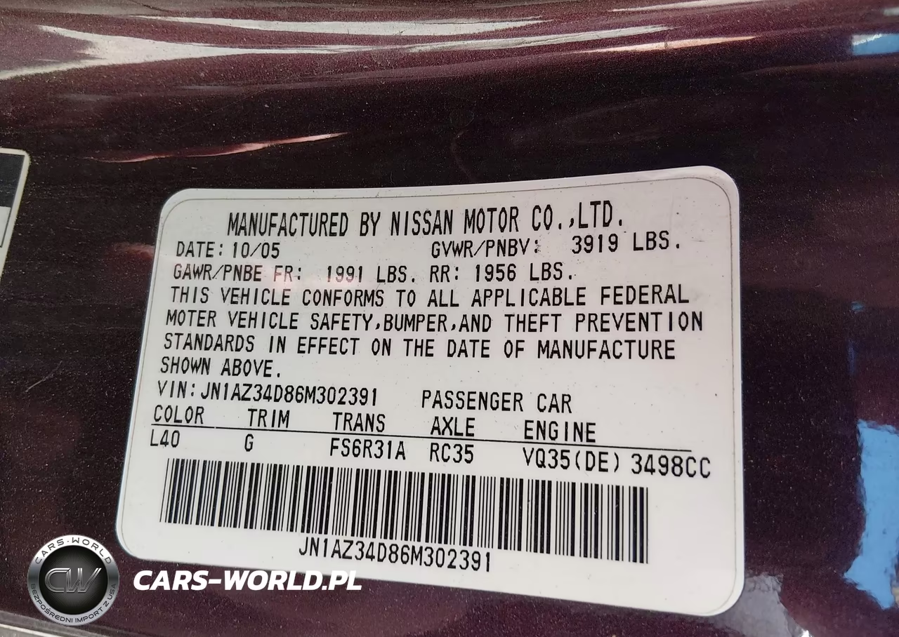 2006 Nissan 350Z Enthusiast VIN:JN1AZ34D86M302391 - 9