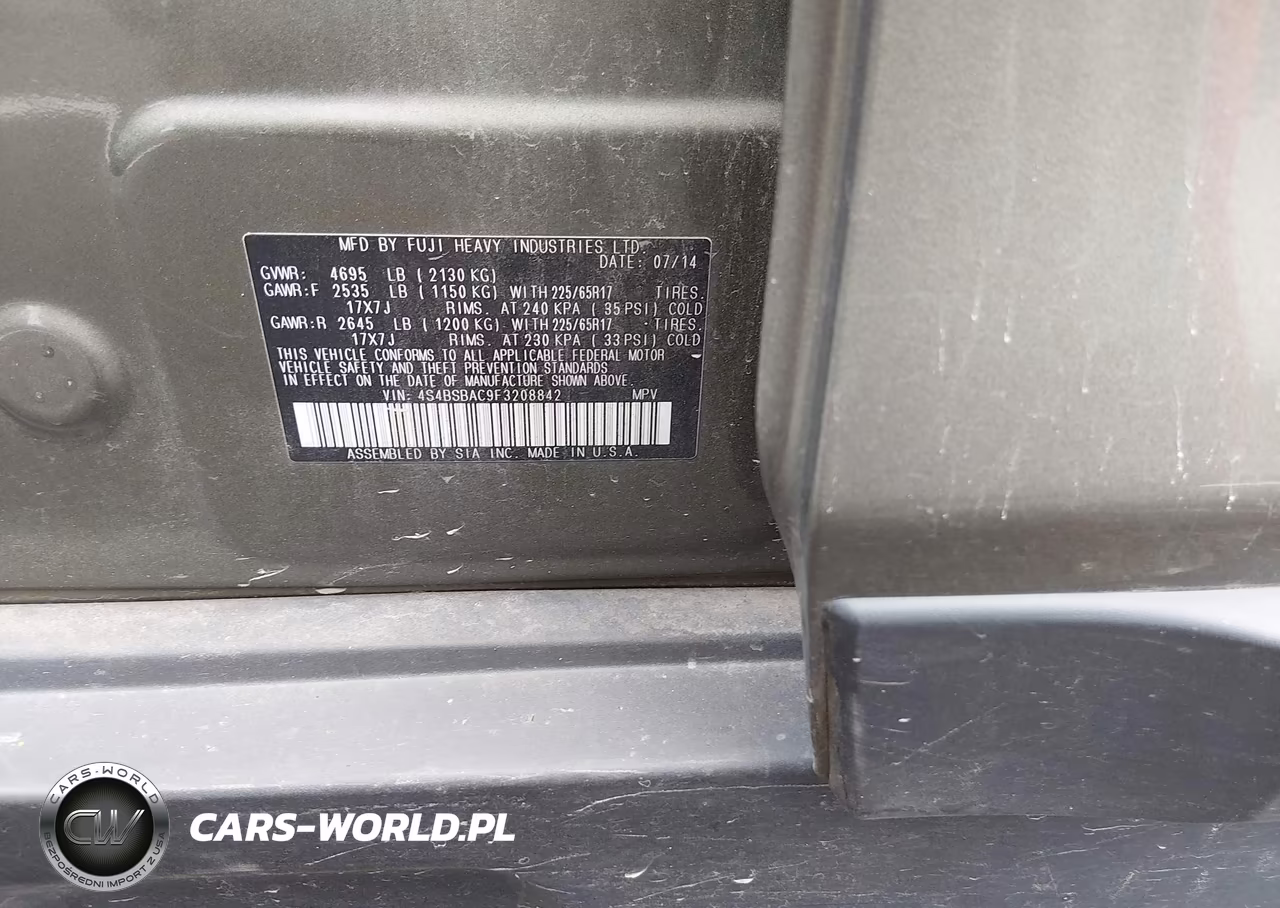 2015 Subaru Outback 2.5I VIN:4S4BSBAC9F3208842 - 9
