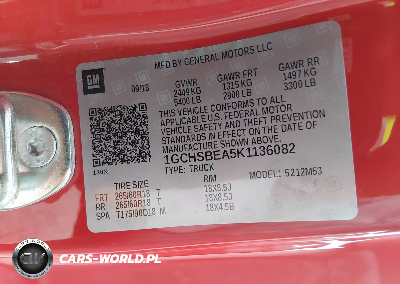 2019 Chevrolet Colorado Wt VIN:1GCHSBEA5K1136082 - 9
