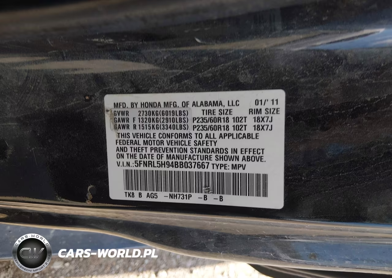 2011 Honda Odyssey Touring-Touring Elite VIN:5FNRL5H94BB037667 - 9
