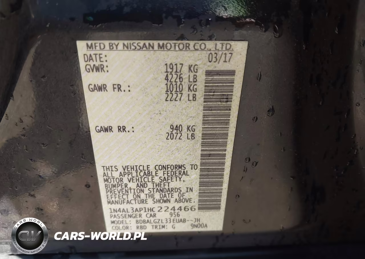 2017 Nissan Altima 2.5 S VIN:1N4AL3AP1HC224466 - 9