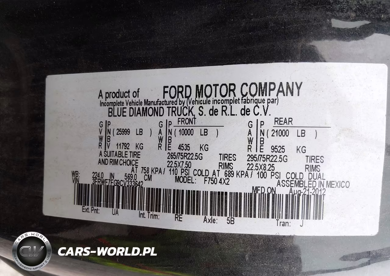 2012 Ford F-750 Xl-Xlt VIN:3FRWF7FG9CV333642 - 9