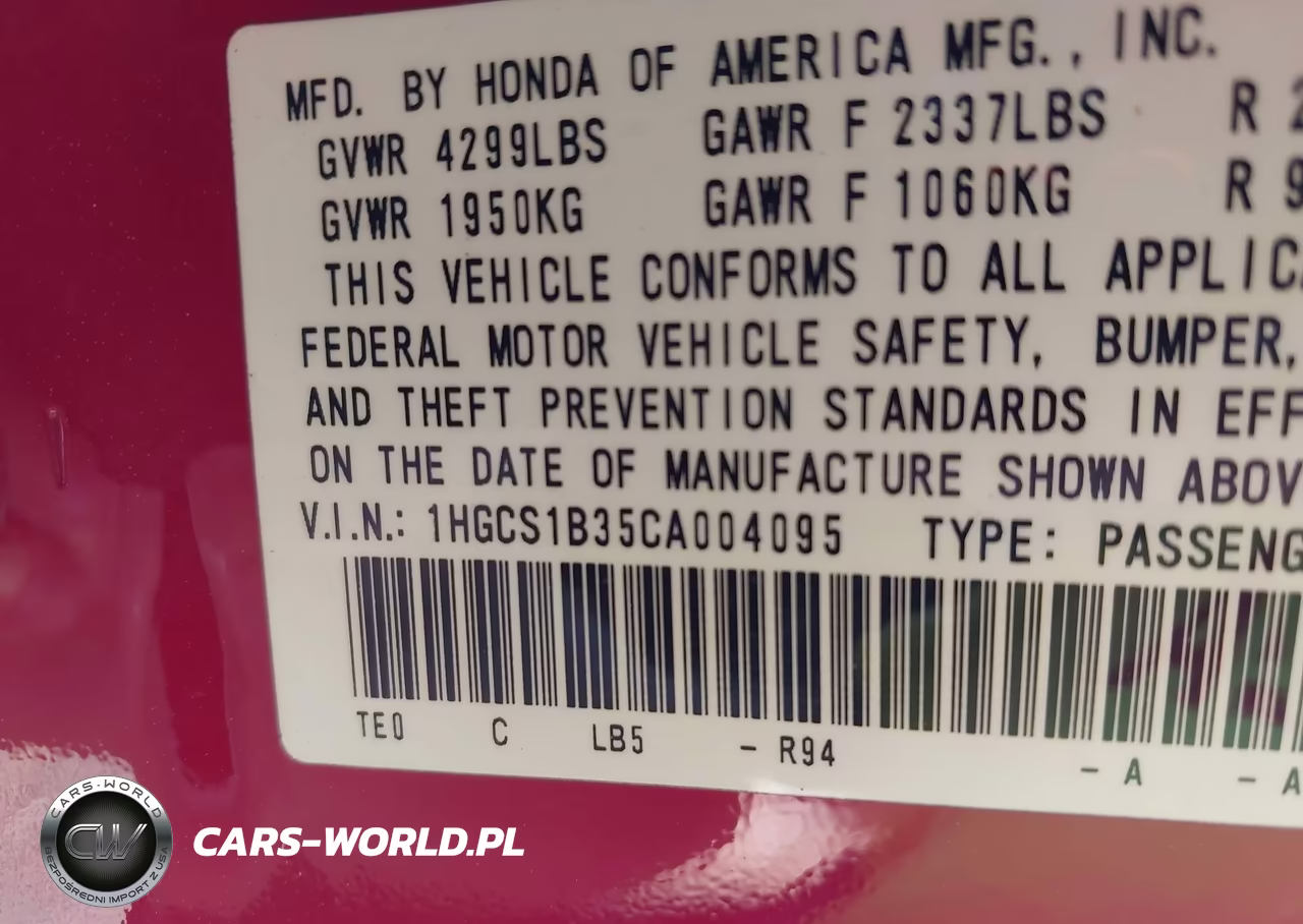 2012 Honda Accord Lx VIN:1HGCS1B35CA004095 - 9