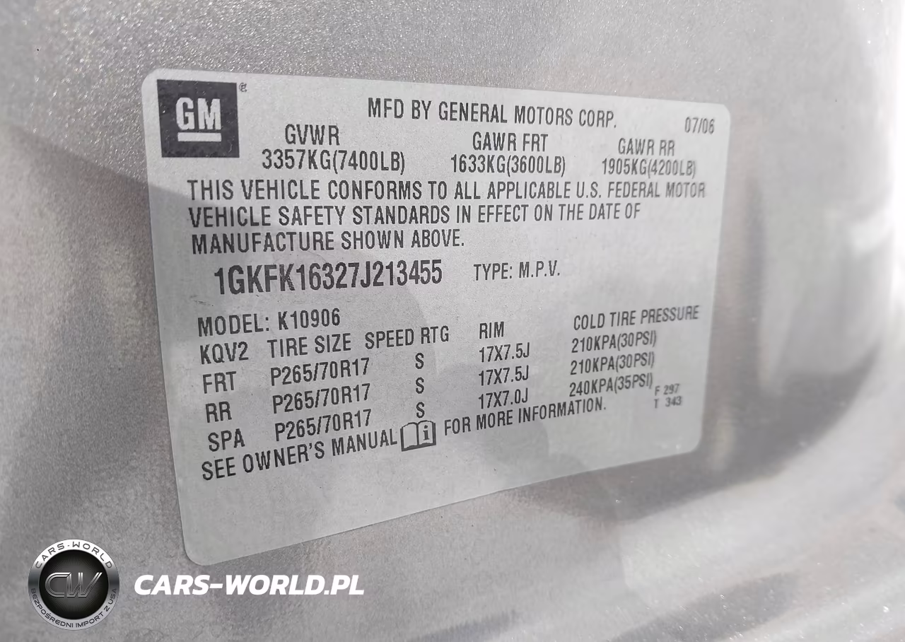 2007 GMC Yukon Xl 1500 Slt VIN:1GKFK16327J213455 - 9