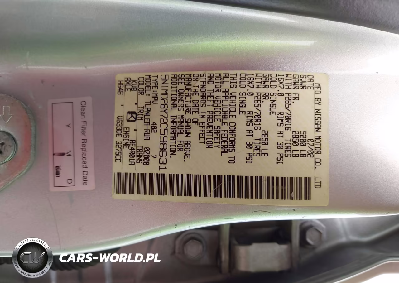 2002 Nissan Xterra Xe S-C W-Vss VIN:5N1MD28Y72C598631 - 9
