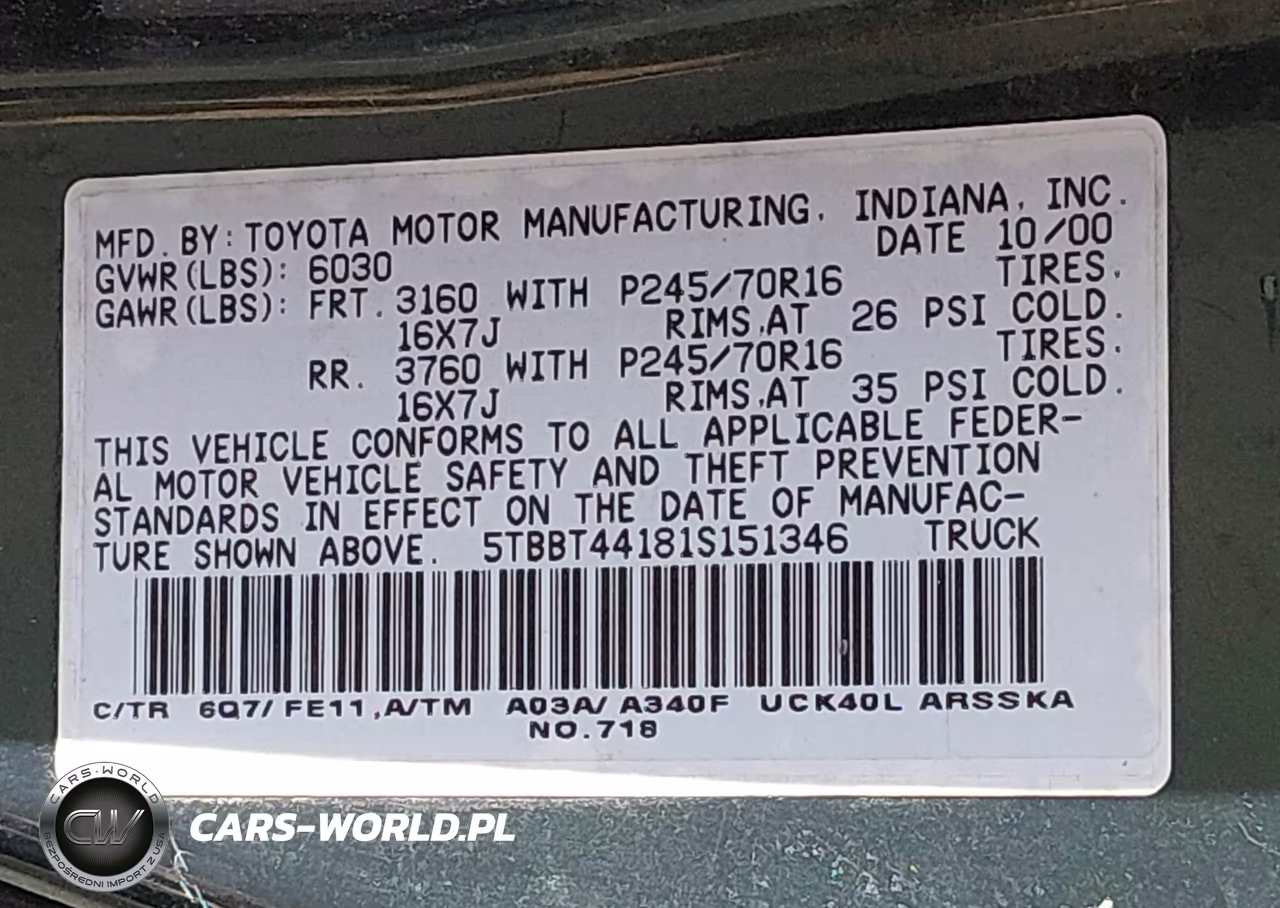 2001 Toyota Tundra Sr5 V8 VIN:5TBBT44181S151346 - 9