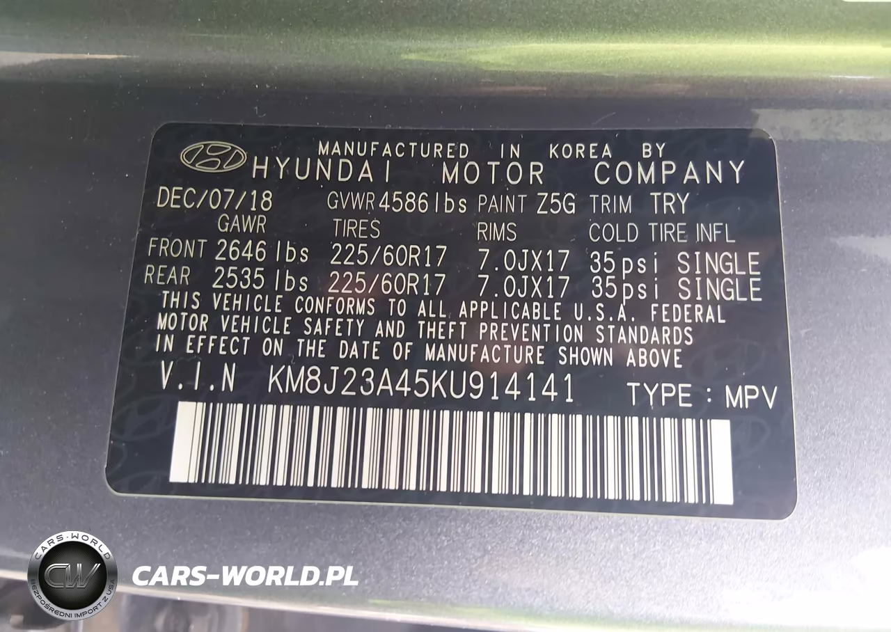 2019 Hyundai Tucson Se VIN:KM8J23A45KU914141 - 9