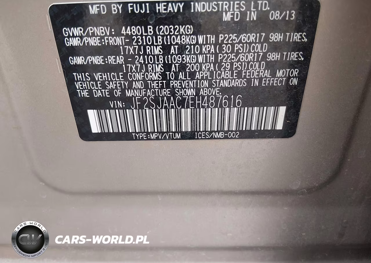 2014 Subaru Forester 2.5I VIN:JF2SJAAC7EH487616 - 9