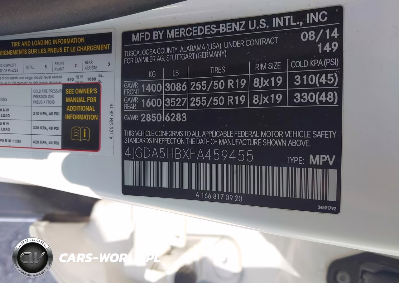 2015 Mercedes-Benz Ml 350 4Matic VIN:4JGDA5HBXFA459455 - 9