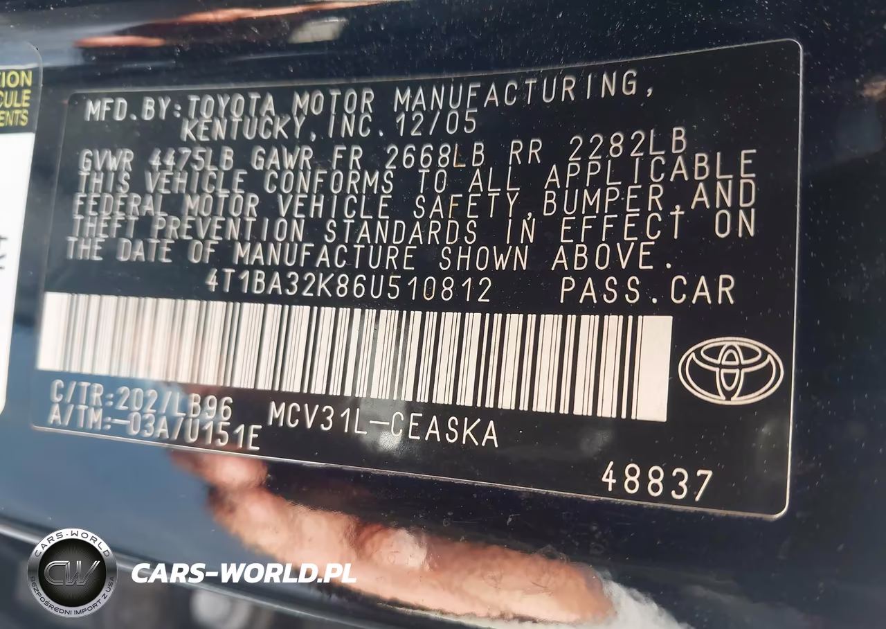 2006 Toyota Camry Se V6 VIN:4T1BA32K86U510812 - 9