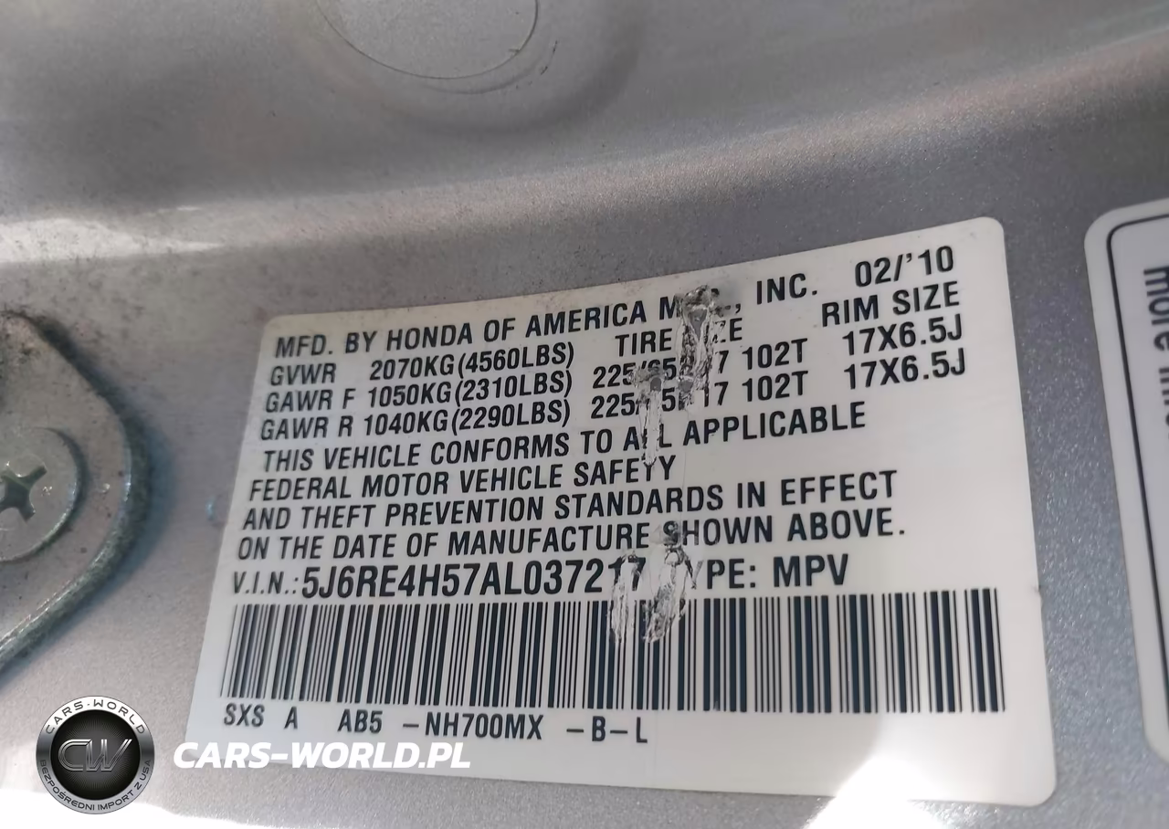 2010 Honda Cr-V Ex VIN:5J6RE4H57AL037217 - 9