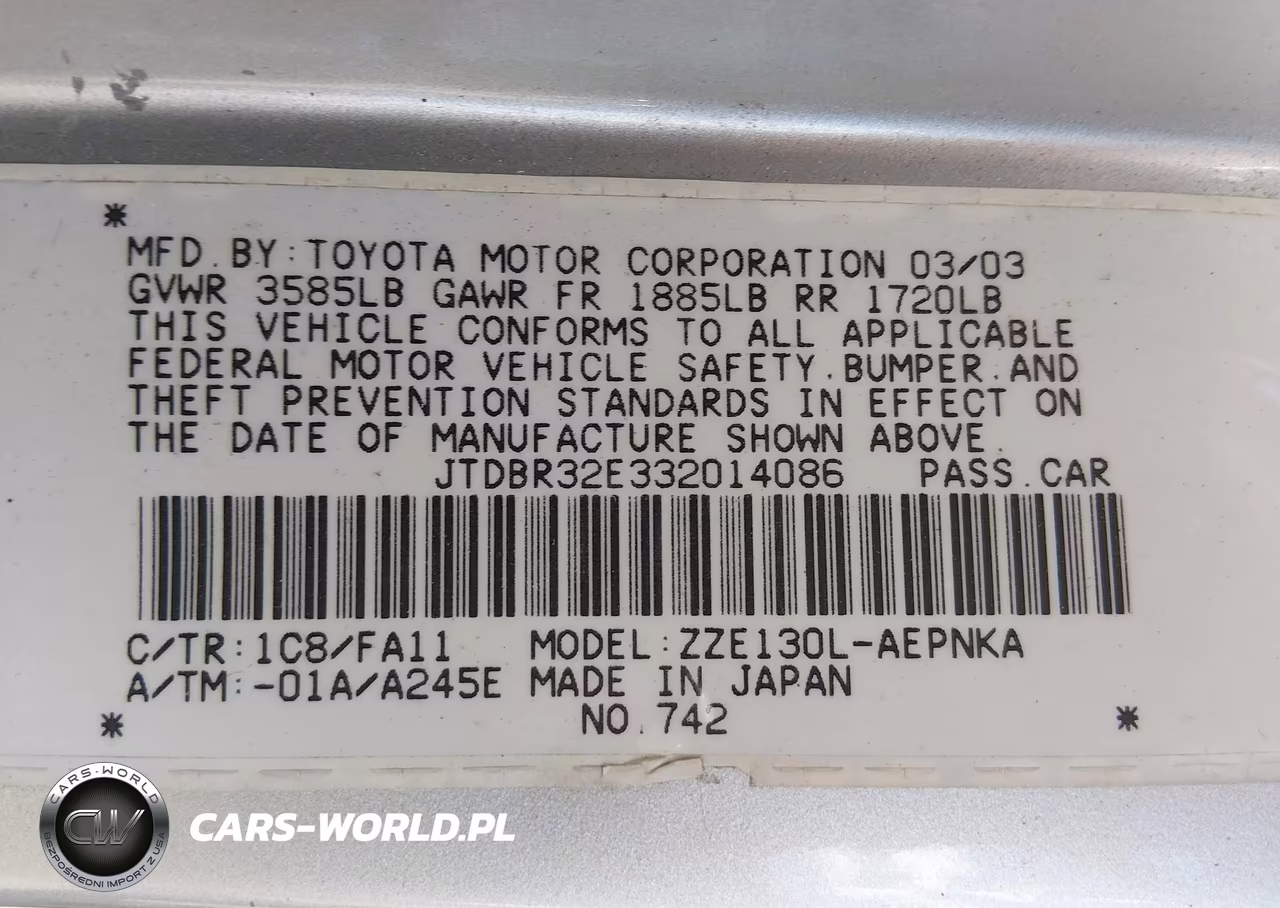 2003 Toyota Corolla Le VIN:JTDBR32E332014086 - 9