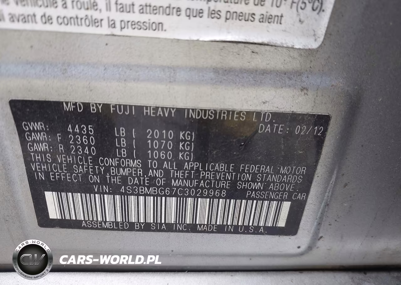 2012 Subaru Legacy 2.5I Premium VIN:4S3BMBG67C3029968 - 9