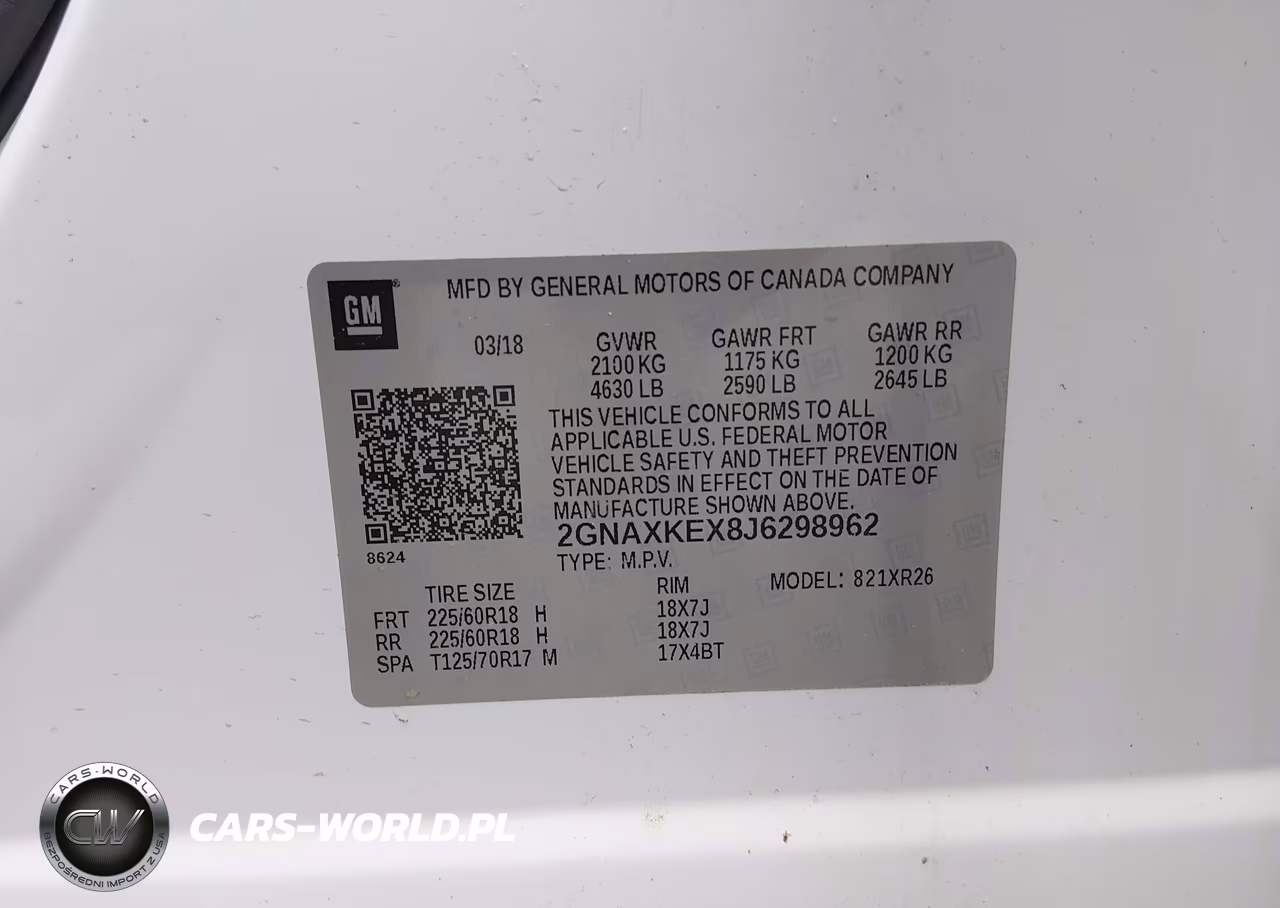 2018 Chevrolet Equinox Lt VIN:2GNAXKEX8J6298962 - 9