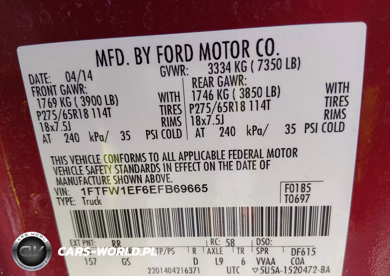 2014 Ford F-150 Xlt VIN:1FTFW1EF6EFB69665 - 9
