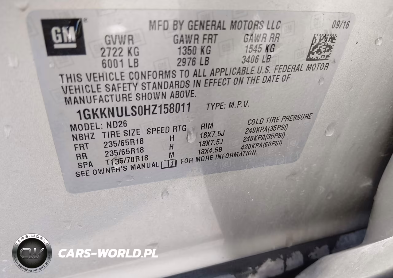2017 GMC Acadia Slt-1 VIN:1GKKNULS0HZ158011 - 9