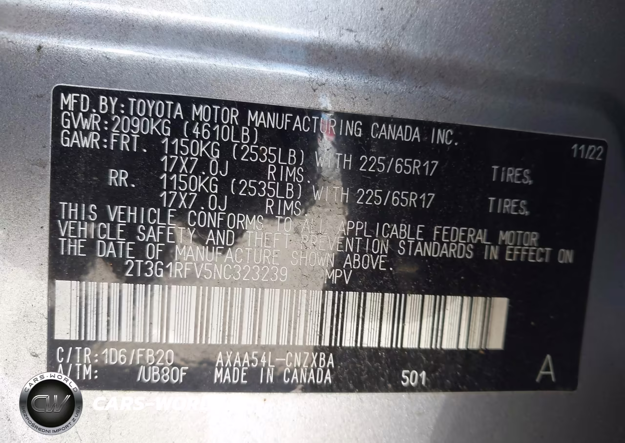 2022 Toyota Rav4 Le VIN:2T3G1RFV5NC323239 - 9