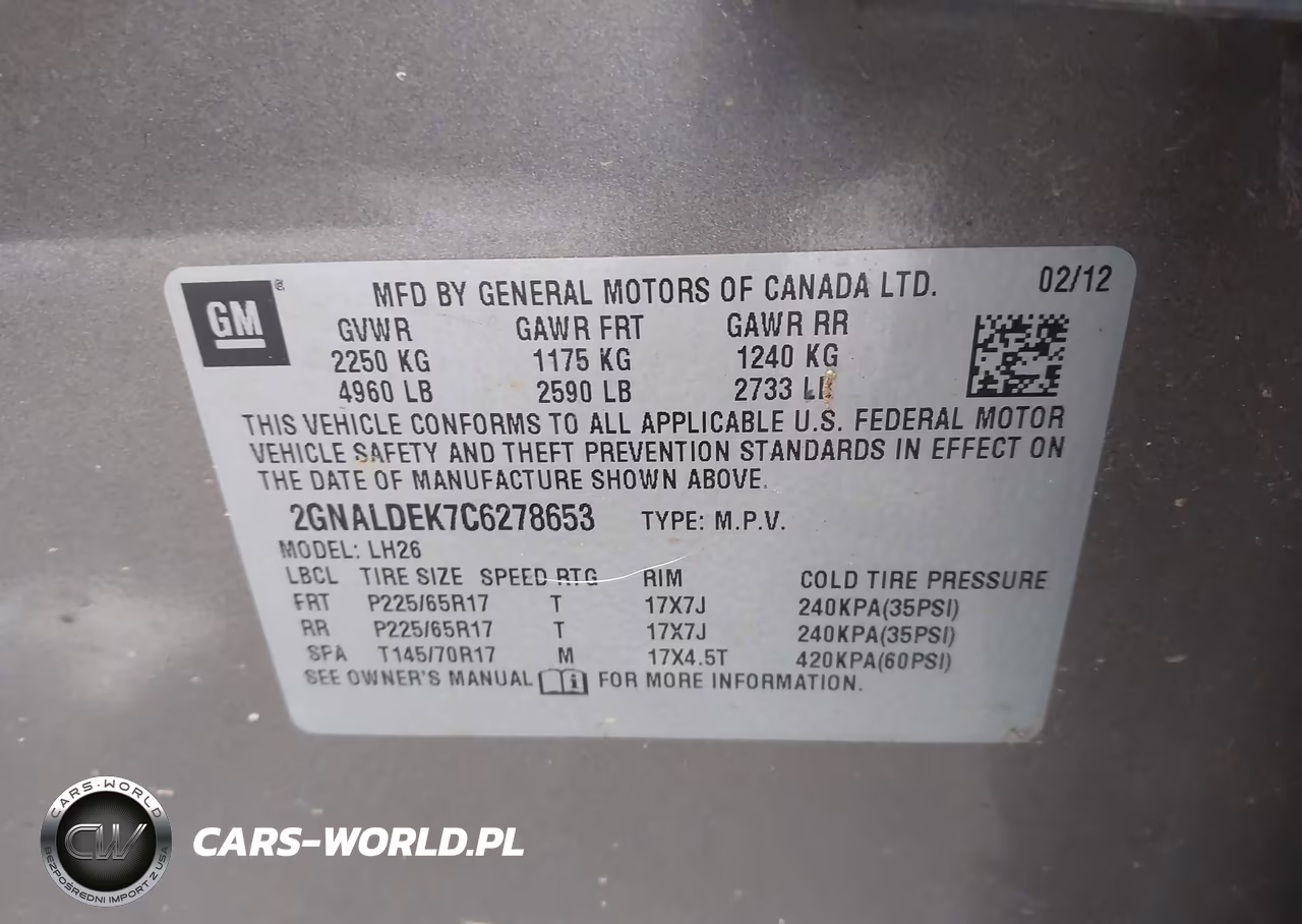 2012 Chevrolet Equinox 1Lt VIN:2GNALDEK7C6278653 - 9