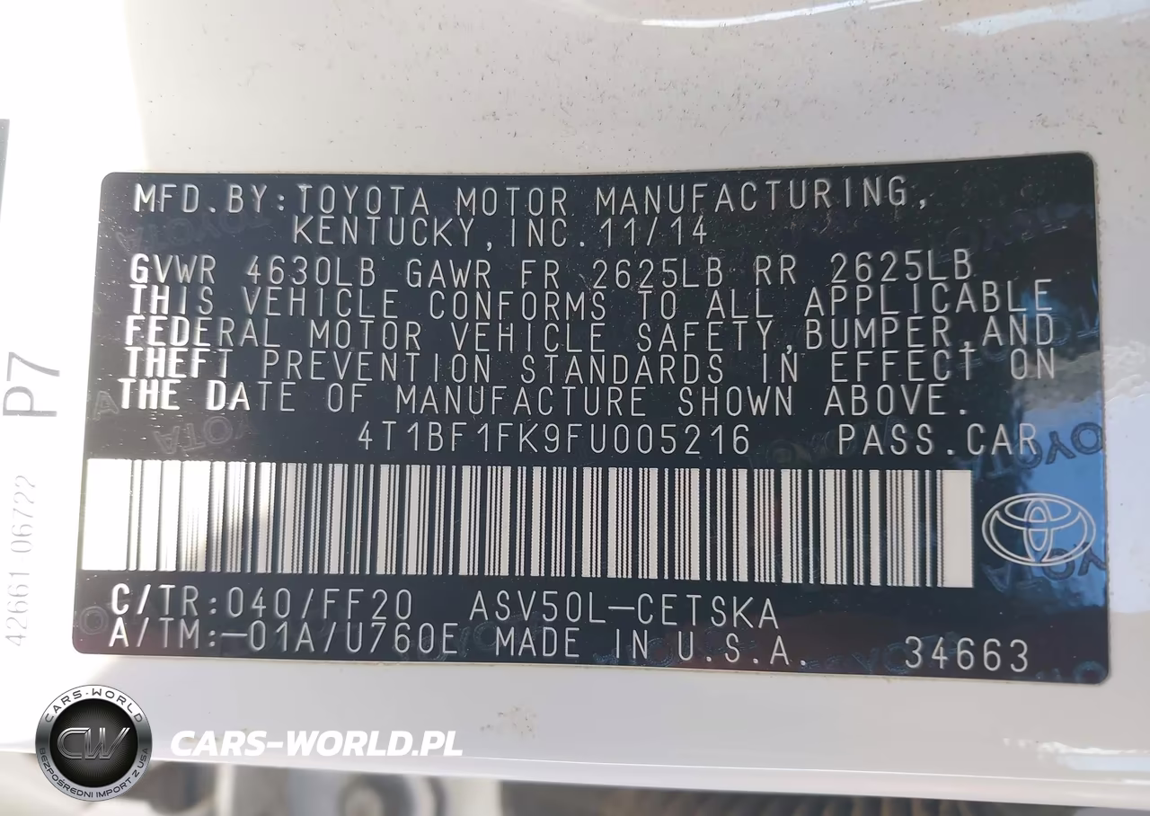 2015 Toyota Camry Se VIN:4T1BF1FK9FU005216 - 9
