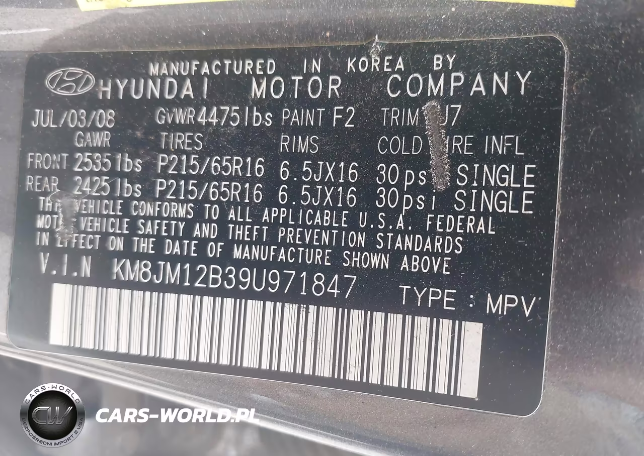 2009 Hyundai Tucson Gls VIN:KM8JM12B39U971847 - 9