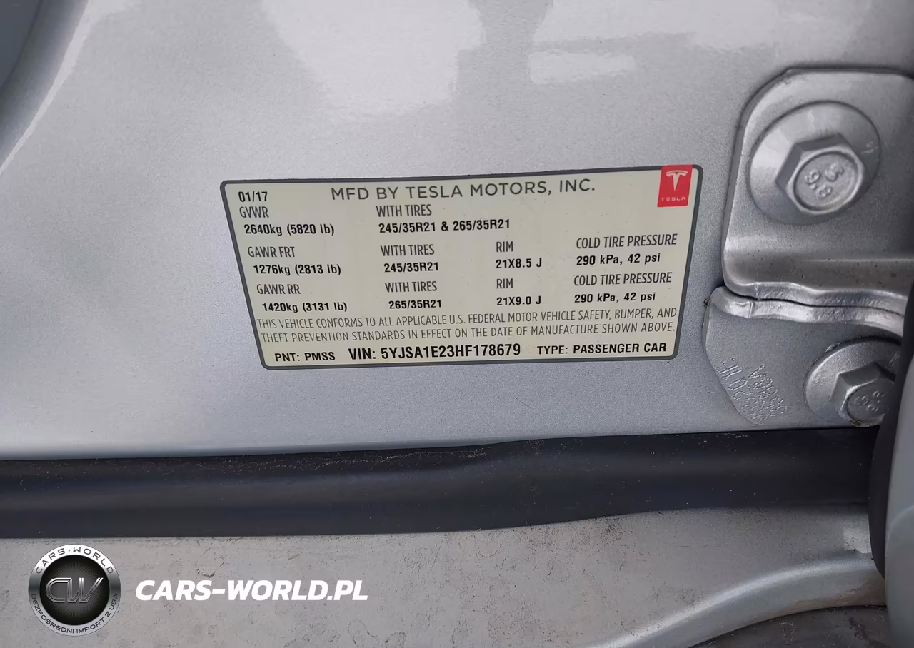 2017 Tesla Model S 100D-60D-75D-90D-P100D VIN:5YJSA1E23HF178679 - 9