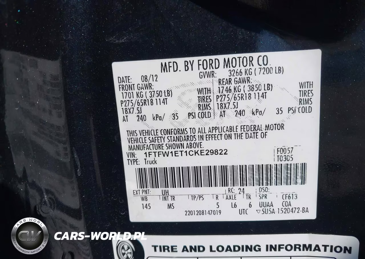2012 Ford F-150 Xlt VIN:1FTFW1ET1CKE29822 - 9